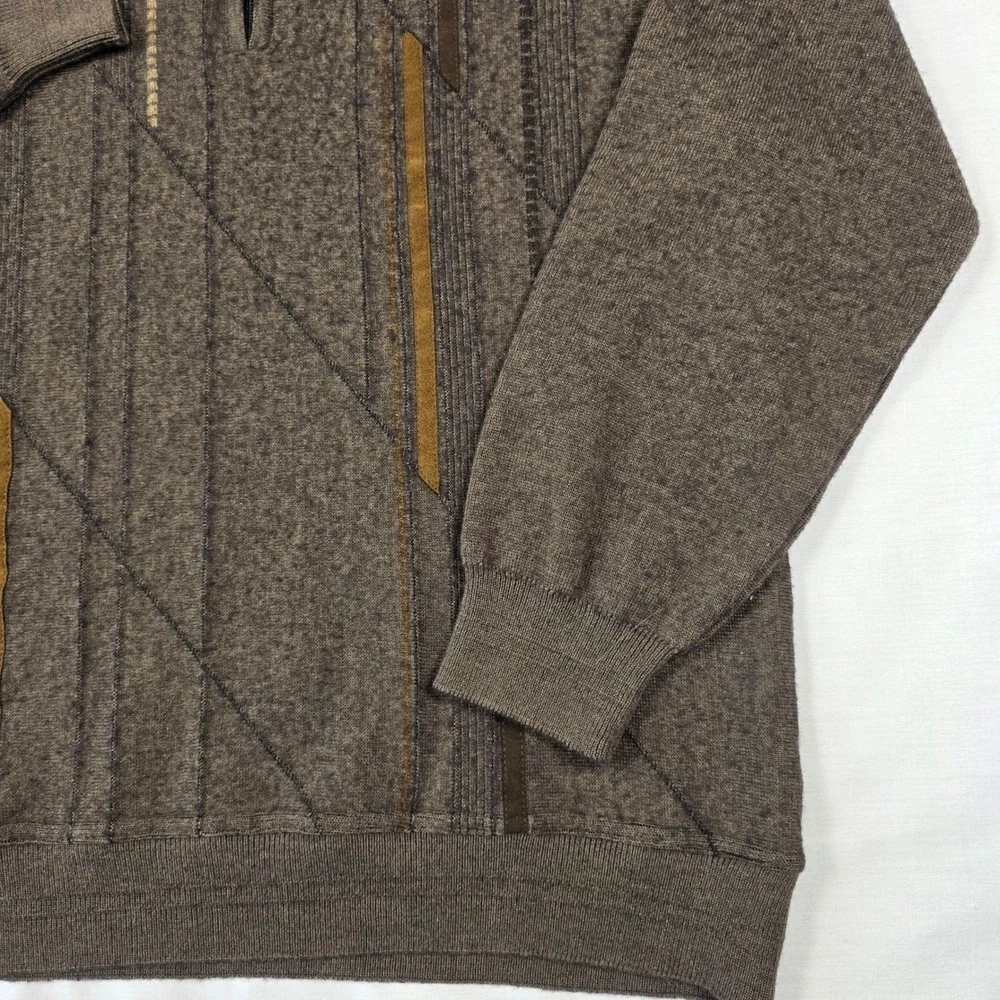 VTG Bachrach Wool Quarter Zip Pullover Sweater Mens Large Coogi Style Italy Made